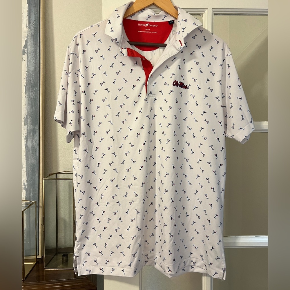 Ole Miss Rebels Hotty Toddy Horn Legends Martini Bamboo Blend Polo